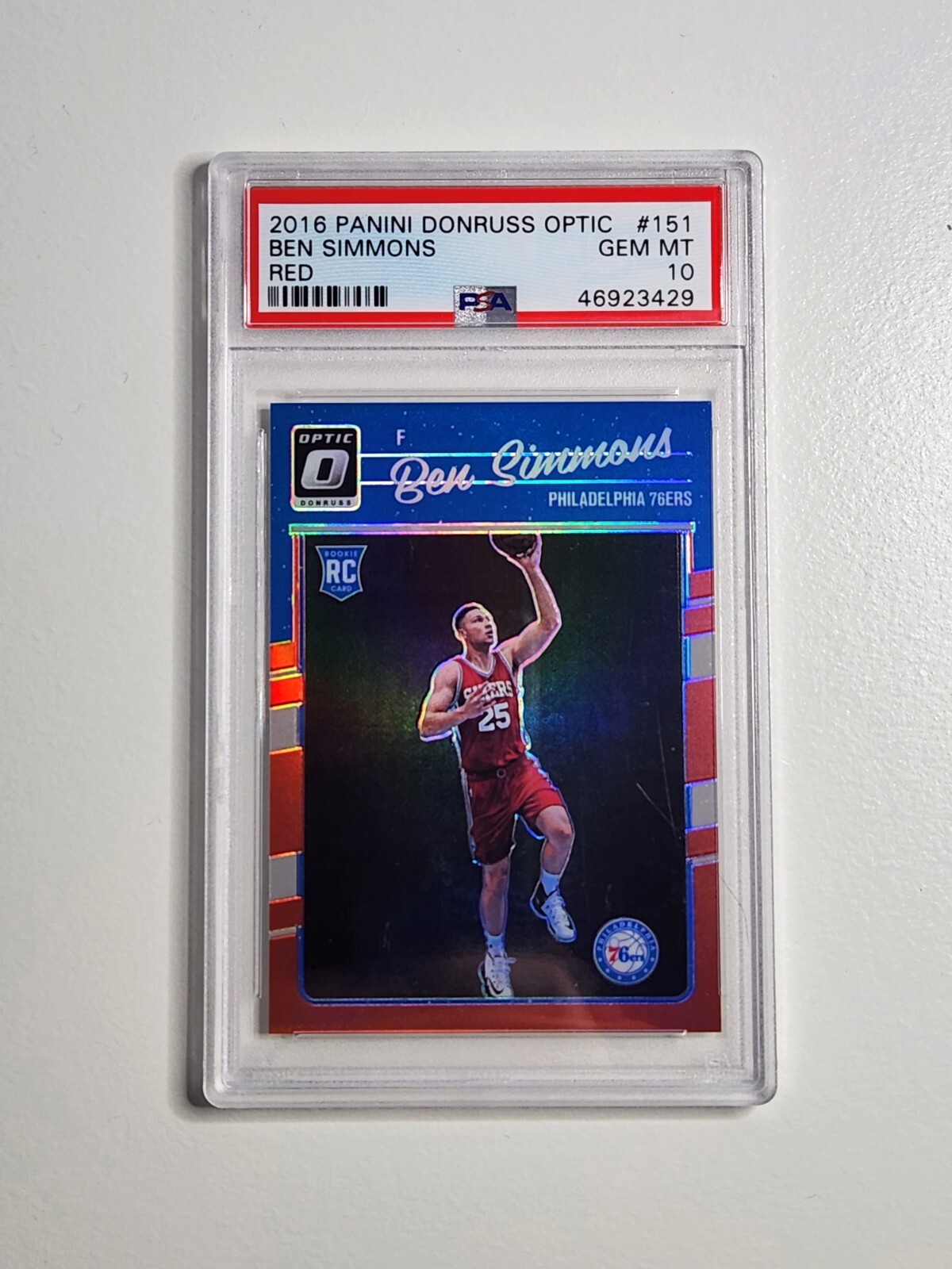 2016-17 Dinruss Optic Ben Simmons Red Prizm RC /99 PSA 10