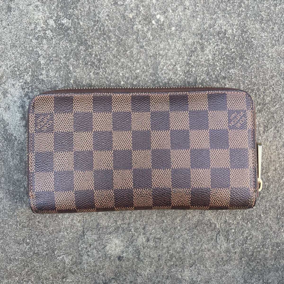 Louis Vuitton Damier Ebene Zippy Zip Around Long Wallet Brown - Main Image