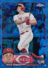 NICK SENZEL TOPPS CHROME BLUE SAPPHIRE BASE NATIONALS REDS #345 2023 23