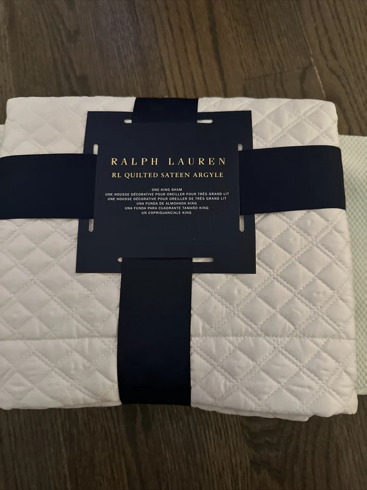 Стеганый серебряный сатин Ralph Laureen Argyle King Sham - Изображение 2 из 4