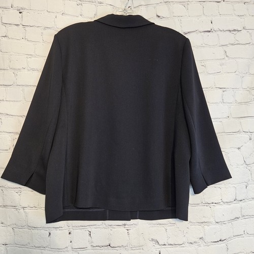 VTG Yansi Fugel Black Unlined Button Front 3/4 Sleeves Blazer Suit Jacket M - Picture 8 of 11