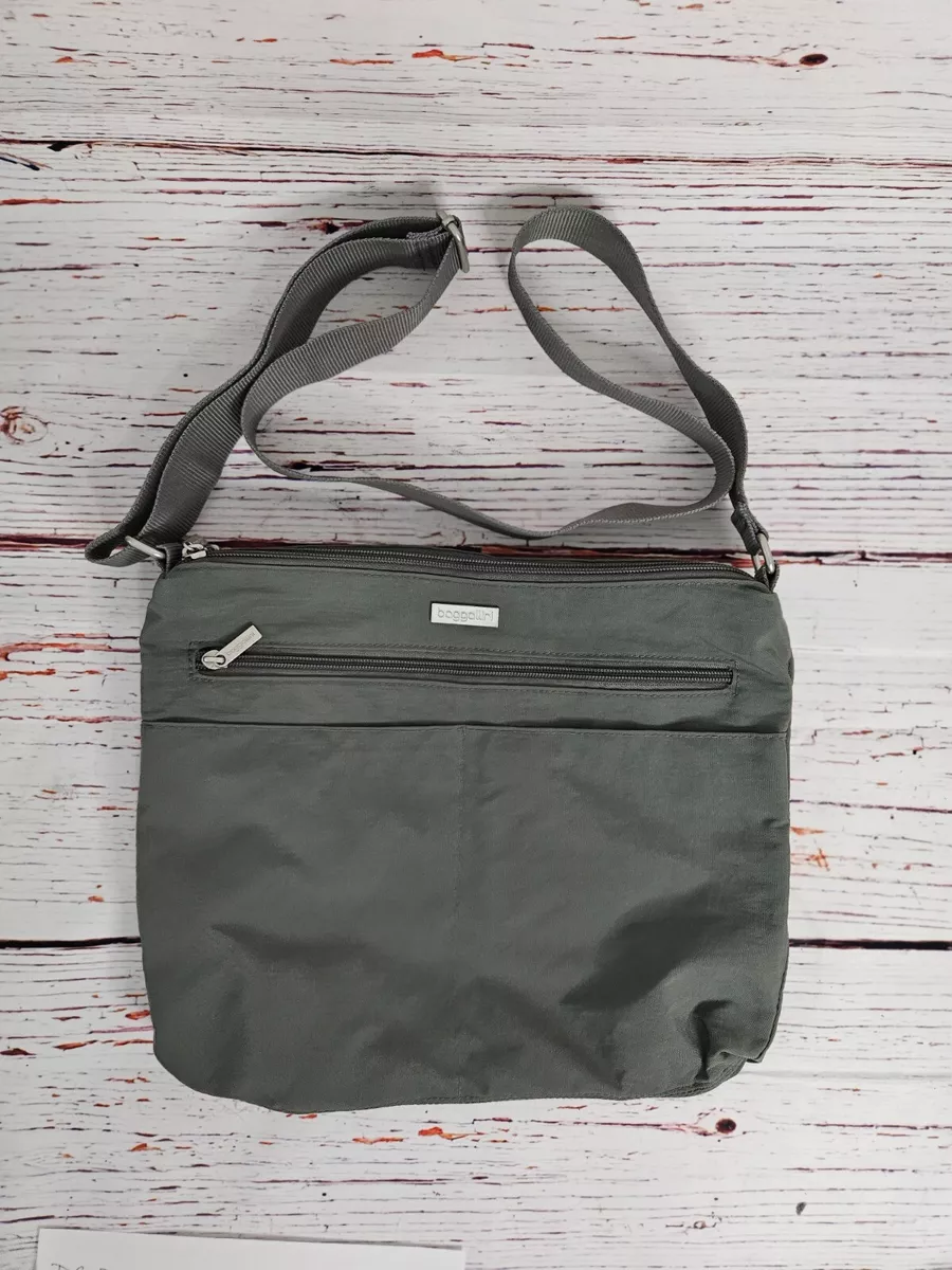 Baggallini Gray Crossbody Bag Purse Travel Nylon Water Resistant Yellow  Interior | eBay