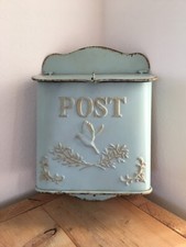 Briefkasten POST Shabby Chic Vintage Landhaus Antik Metall Blau Hellblau 35x24