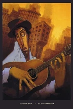 El Guitarrista by Justin Bua Art Print Urban Guitar Poster 24x36
