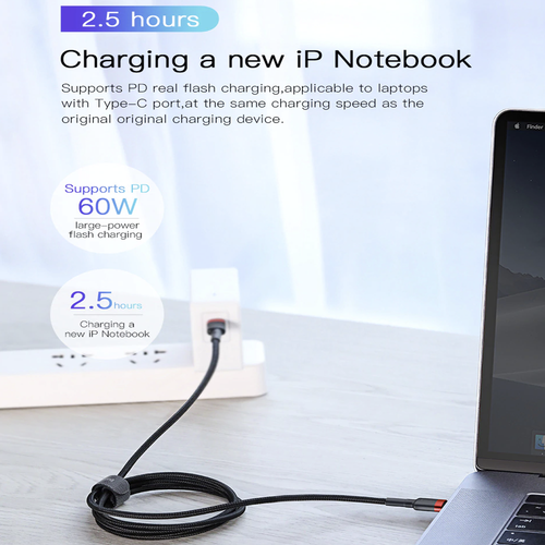 Baseus PD 60W QC 3.0 USB Type C to Type C Data Sync Charger Cable - Picture 7 of 14