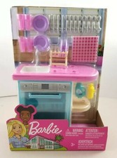 New Barbie Doll House Kitchen Dishwasher Furniture Accessory Set Plates Cup Sink
