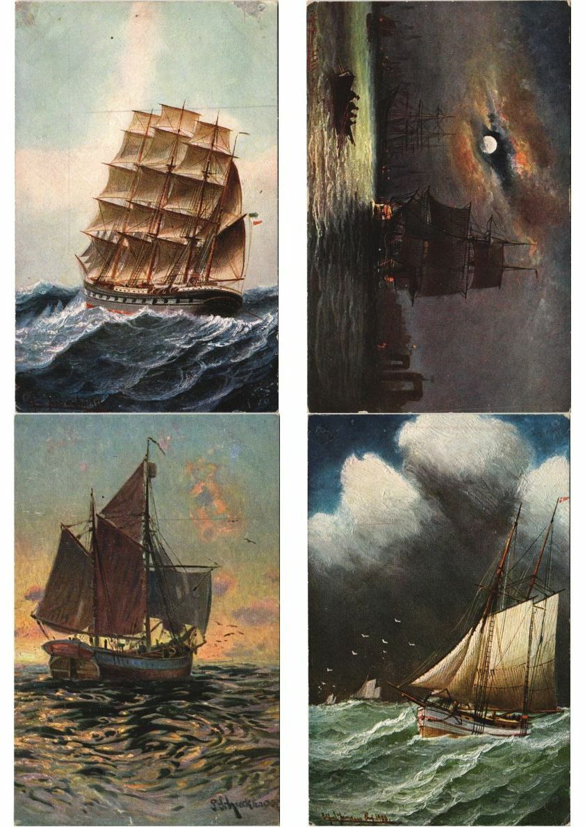 SAILING BOATS ARTIST SIGNED 45 Vintage Postcards (L4255) | eBay