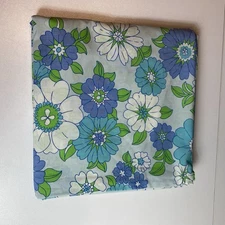 Vtg Fieldcrest Flower Power Mod Flat King Sheet Blue Colorway Cutter