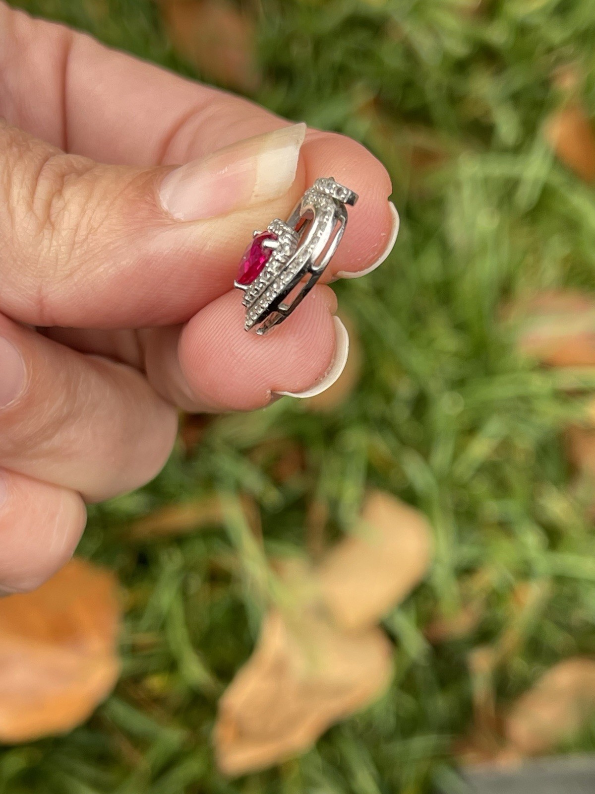 Sterling Silver .925 Lab Created Ruby & White Sap… - image 10