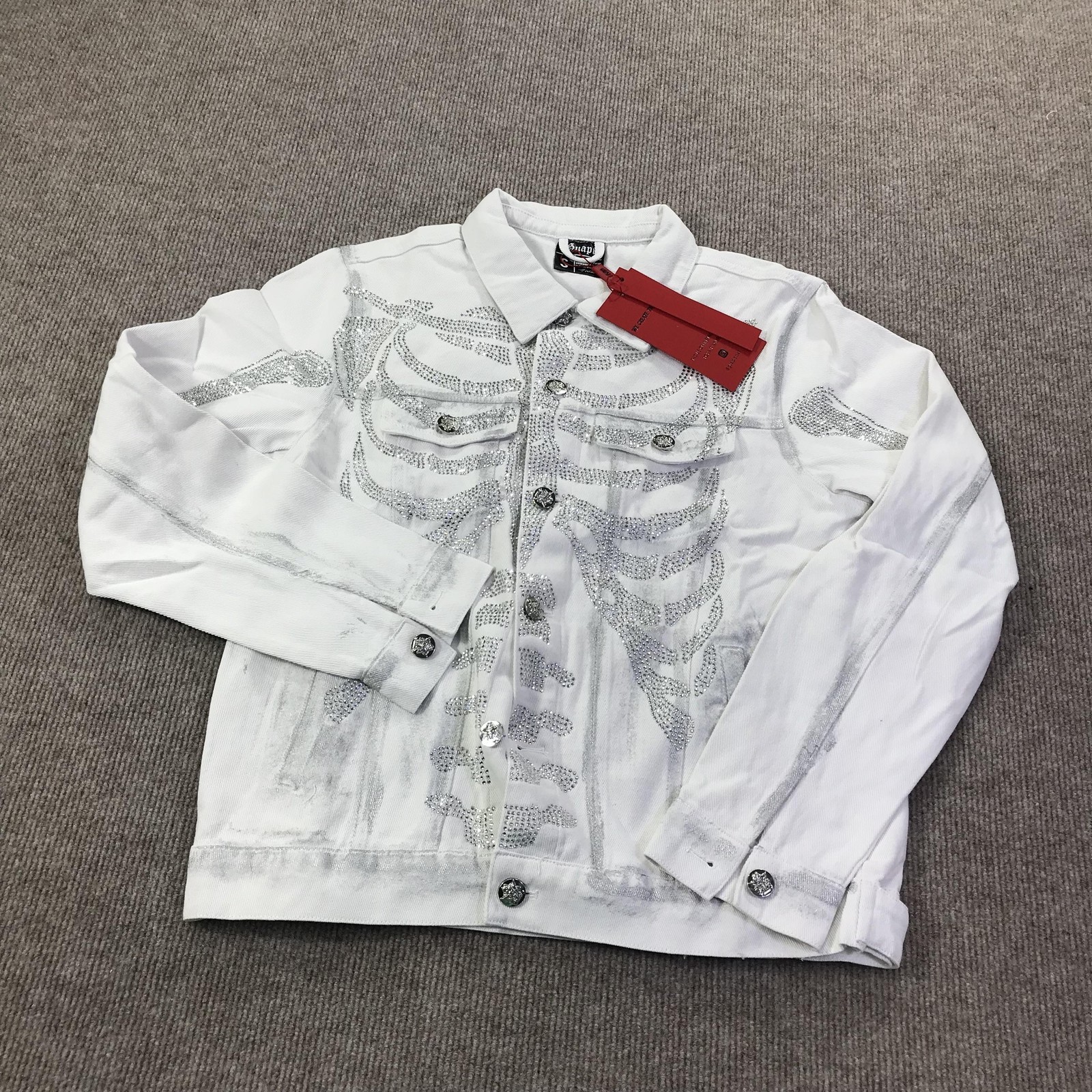 Chaqueta Guapi Para Hombre Pequeña Blanco Cristal Esqueleto Estrás Edición Limitada 95/100