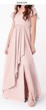 Azazie Omari Junior Blushing Pink Chiffon  Cap Sleeve Bridesmaid Dress Girls 8 