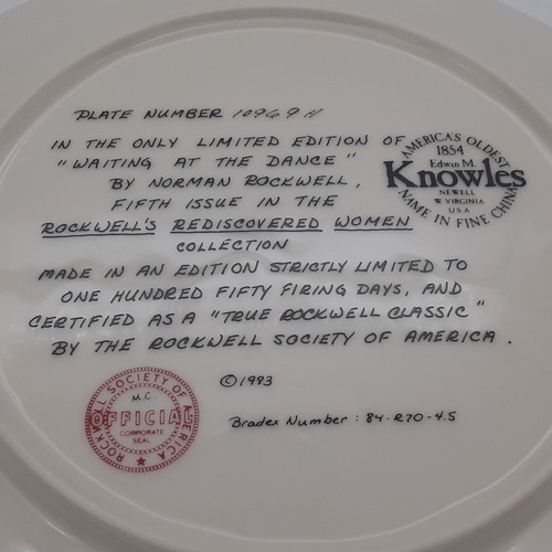 Vintage Norman Rockwell Waiting at the Dance Plate Knowles 1993 COA 8.5" USA Box - Picture 4 of 7