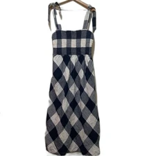 Crown & Ivy Blue and White Checkered Gingham Midi Dress size large