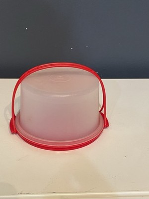 TUPPERWARE Childs Toy 3 Piece Red Cake Holder Carrier #1498 NEW Vintage