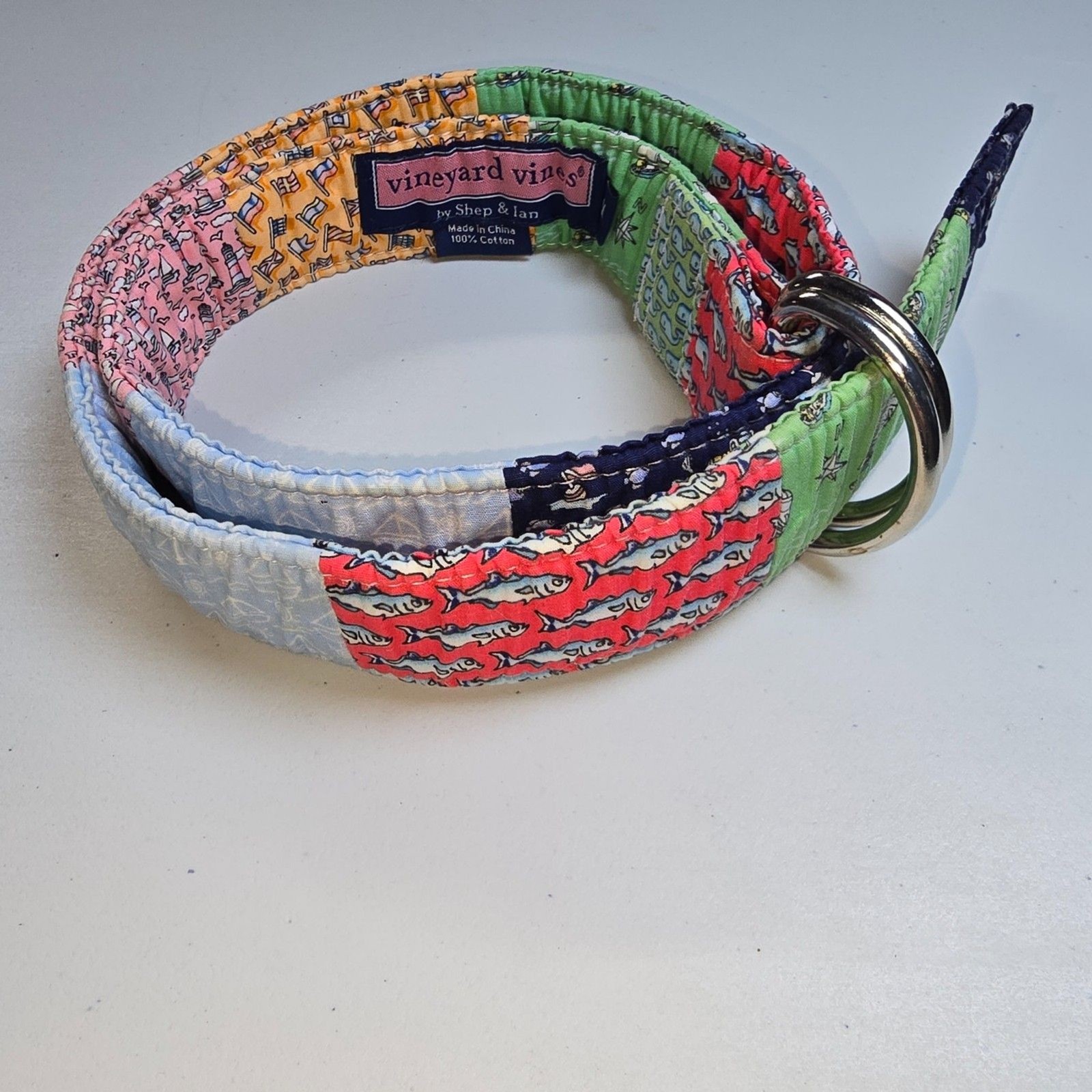 Vineyard Vines Fabric Patchwork D-Ring 100% Cotto… - image 1