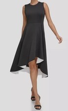 Calvin Klein Women's Black Jewel-Neck High-Low-Hem Dress Size 2