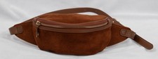 Brown Faux Suede Leather Fanny Pack Adjustable Waist Strap Gold Metal Hardware