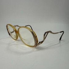 Vintage SL Oversized Eyeglasses Frames Amber Translucent Gold Arms Retro 70s