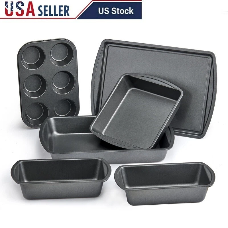 Non-Stick 6 Piece Bakeware Set Carbon Steel Easy Release Cleanup Cooking Use US