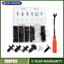 Set of 100 x Bumper Grille Clip Push Type Retainer Clips 6 Size Assortment +Tool