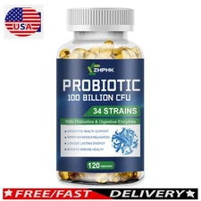 120 Probiotic Capsule 100 Billion CFU Support Gut Health Relief Bloating Pills