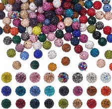 Round Baseball Bead Set - 10mm Shiny Rhinestones for Crafting