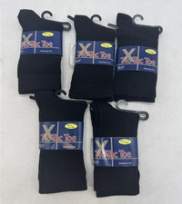 Tic Tac Toe Dress Crew Socks Cotton Seamless Toe Black 6-7.5 2-4 Years 5-Pack
