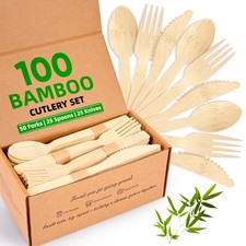 Disposable Utensils Set, Compostable Cutlery, Eco-Friendly Disposable Silverw...