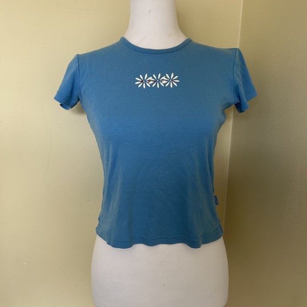 Vintage Blue Esprit Baby Tee Graphic Logo XS Extra Small 6 8 Y2K 90s 2000s