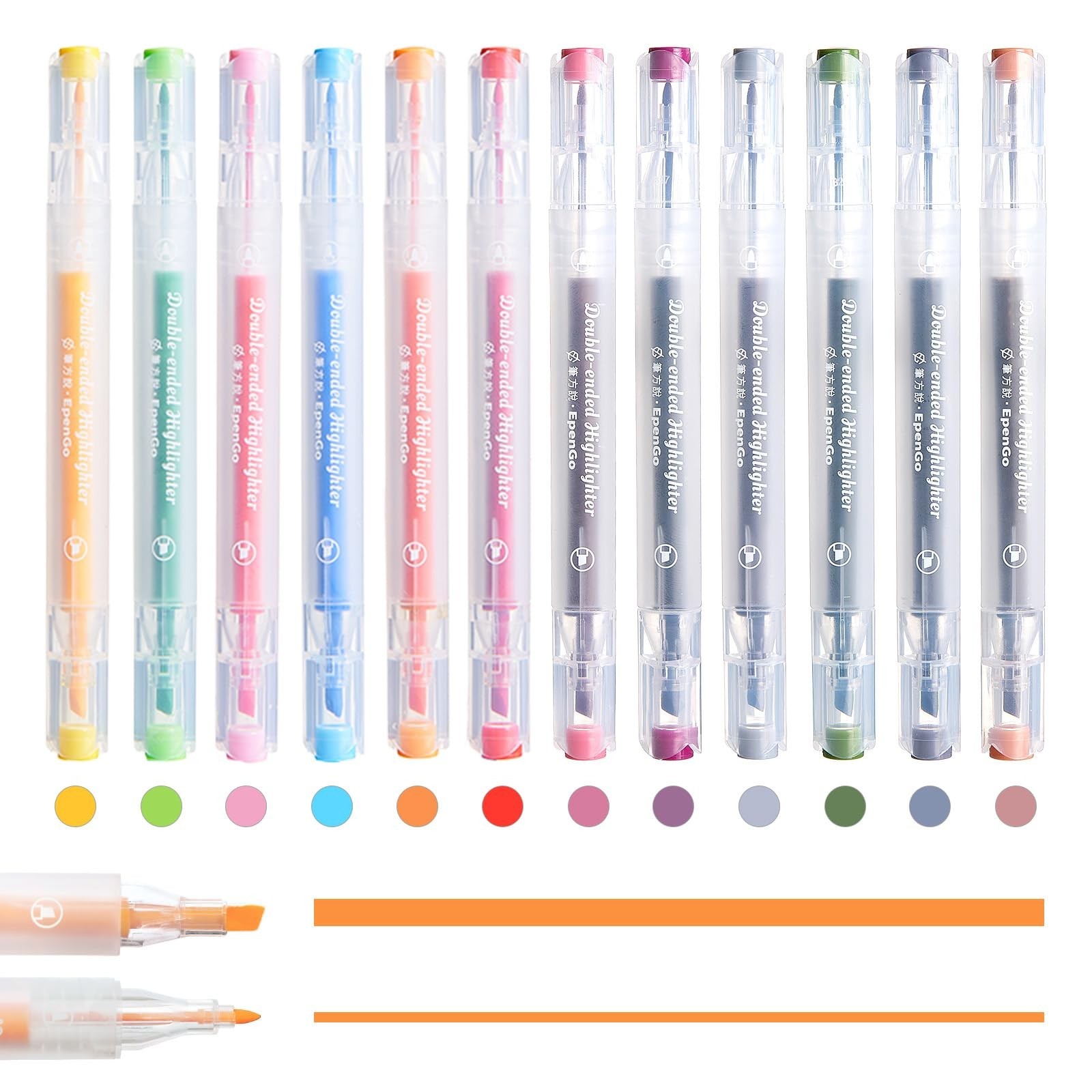 S No Bleed, Double-ended 12 Pack Assorted Pastel Colors High
