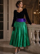 Gunne Sax by Jessica McClintock Women's 3 Green Dress 80s Fit  Flare Prom Dance