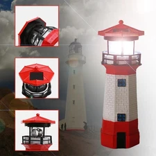 Red Solar Lighthouse, Rotating LED Lighthouse Decorative Lights, Courtyard Wa...