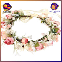 Haarkranz Blumenkranz Boho Floral Rosa Individuell Einstellbar FüR Damen