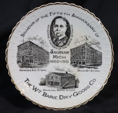 Vtg Saginaw Michigan Plate 50th Anniversary Barie Stores 1910 Baum St Genesee