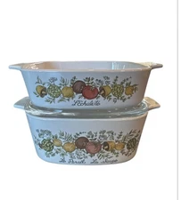 Vintage Spice of Life Corning ware Set Of  1 Quart & A  1 1/2 quart With A Lid