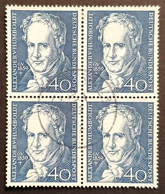 Germany Stamps 1959 Humbolt 40pf block of 4 SG1226 VFU - Image 1 of 2