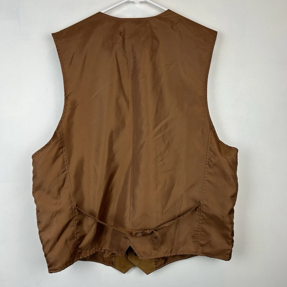Chaleco de Cuero Beyond De Colección Para Hombres XL Western Marrón Gamuza Cuero Bicicleta Botón Foto 2 de 4