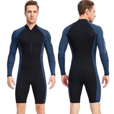 Men's Keep Warm Wetsuits 1.5mm Neoprene Front Zip Long Sleeve Shorty Dive