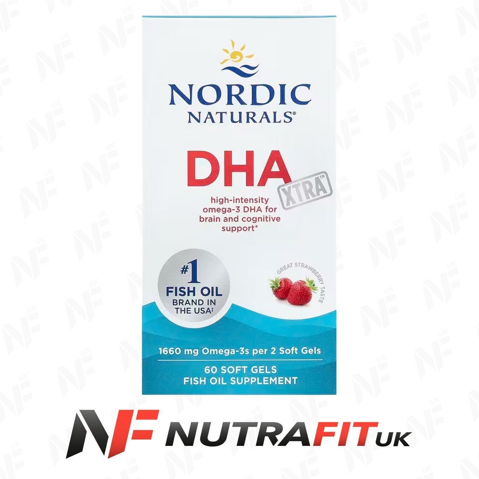 NORDIC NATURALS DHA XTRA omega 3 1660mg fish oil EPA DHA strawberry 60 softgels