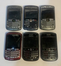 6 Blackberry Curve Cell Phones Untested Red, Silver, Silver, Black