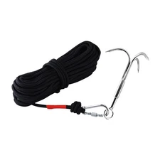 Stainless Steel 3-Claw Grappling Hook with Carabiner for Climbing Hiking Salvage