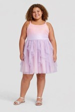 Cat  Jack Dress Girls Pink Ombre Shimmer Bodice Ruffle Pleated XL 14/16 PLUS