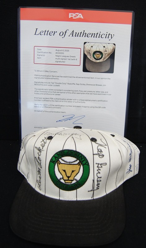 NEGRO LEAGUE GREATS Multi-Signed Hat 6 Signatures PSA/DNA LOA