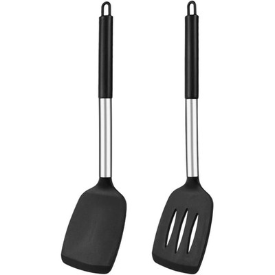 Silicone spatula, 2-piece spatula set with stainless steel handle, silicone or..