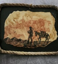 Vintage 1978  African American Miner Stone Art Nevada 9" X 6  1/2"