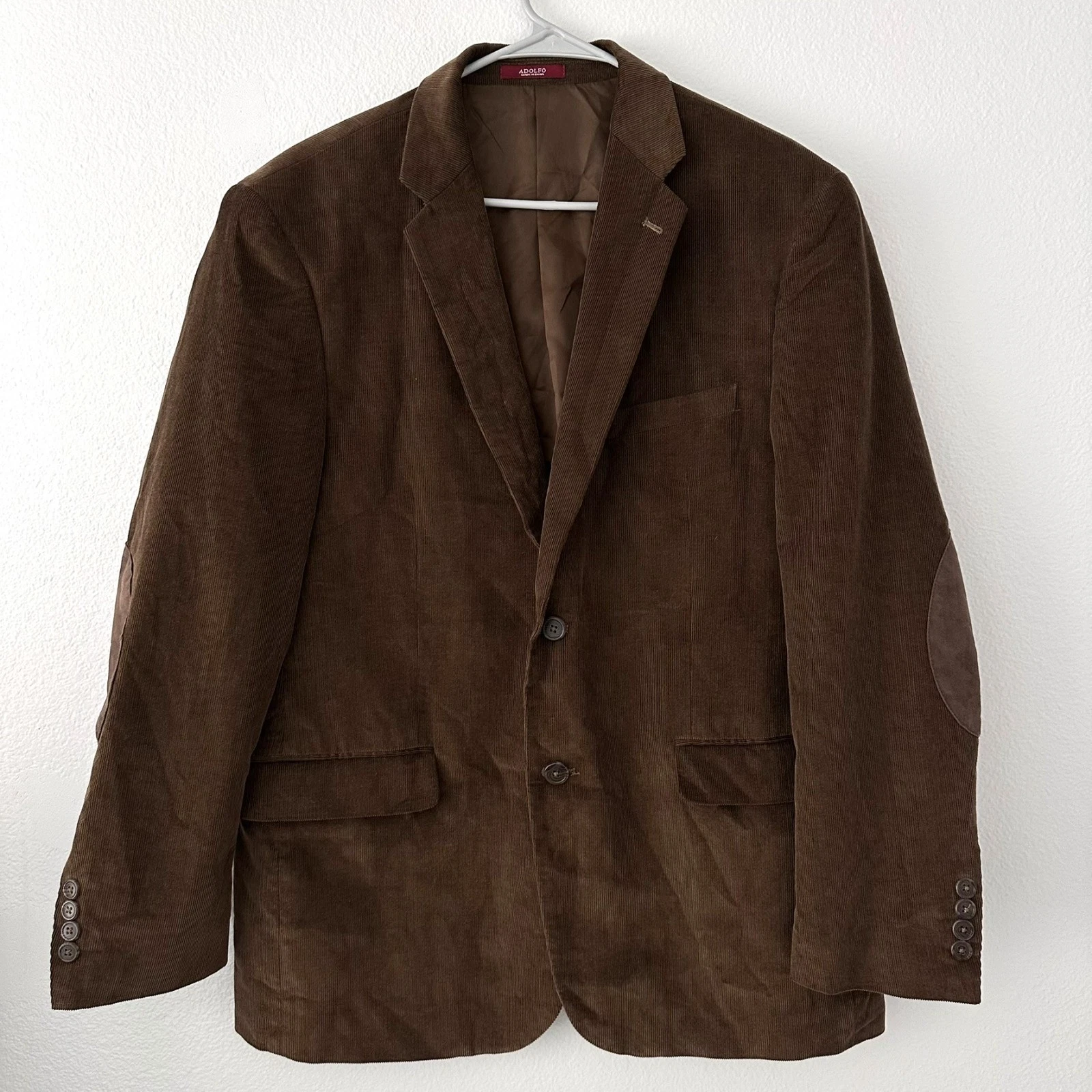 Adolfo Men's Size-42R Sports Jacket Brown Corduroy Elbow Patches