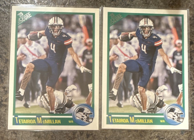 Panini NFL Panthers Tetairoa McMillan Score 2025 2 Cards Football Trading Lot