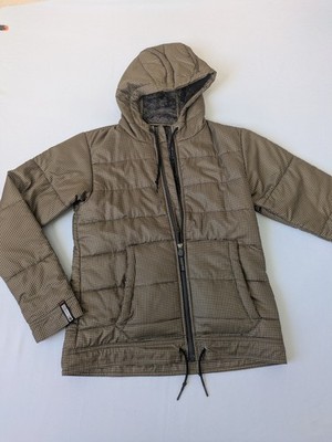 Bonfire Snowboard Co. Brown Tan Hooded Zip Jacket Faux Fur Lined Small Coat