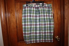 Vintage Abercrombie Fitch Mini Plaid Skirt Size 30 Green Red White Blue VGC