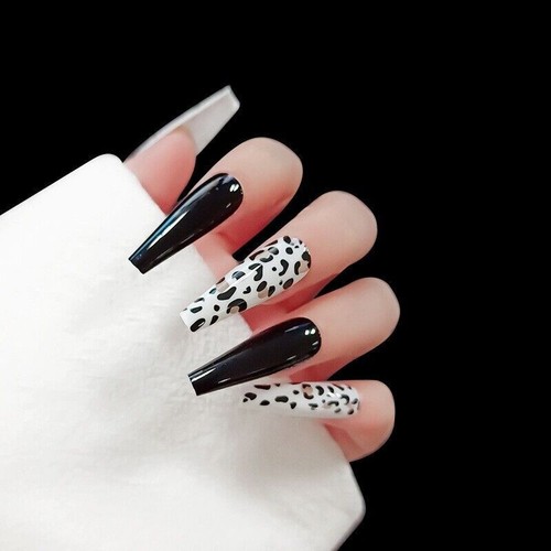 Elegant Fluorescent and Yellow Ballet 24Pcs Extra Long Nails Shiny Leopard print - Picture 15 of 16